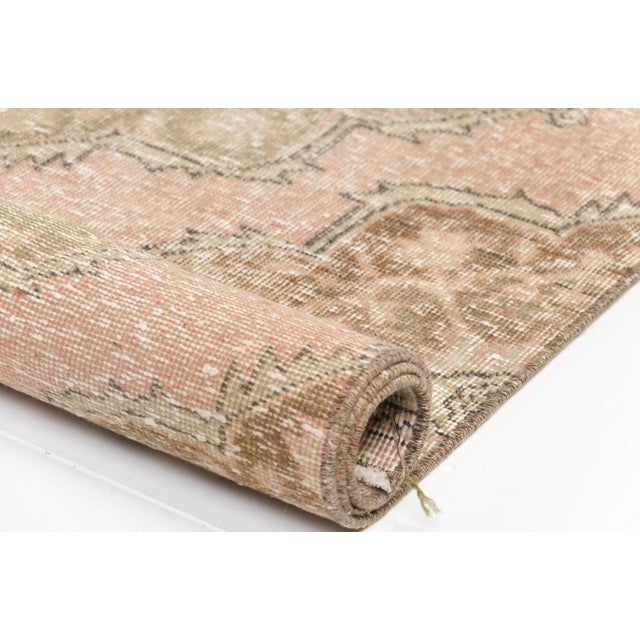 Turkish Mid 20th Century Muted Pink Turkish Runner Rug For Sale - Image 3 of 10