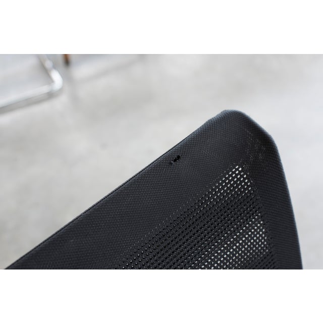 Technical Chromed Steel Desk Armchairs with Black Upholstery, 1980s, Set of 8 For Sale - Image 14 of 17