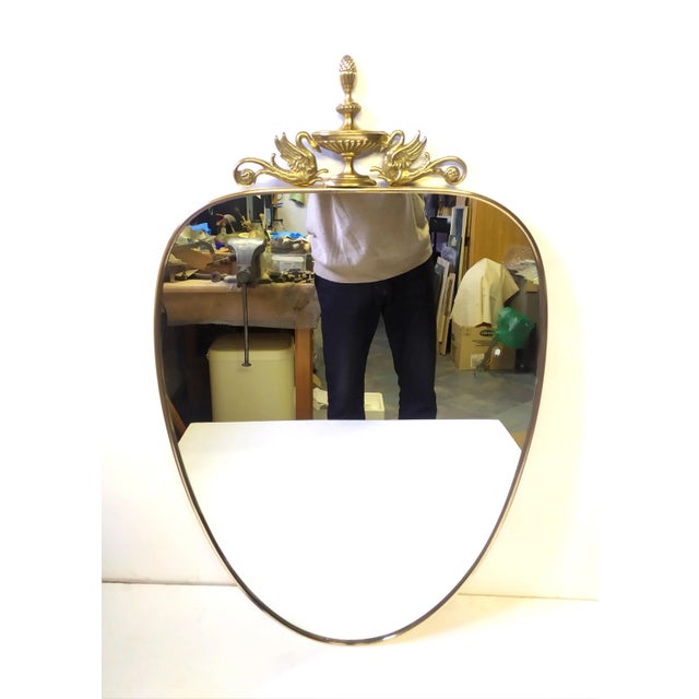 Metal Italian Mirror with Swans, 1940s For Sale - Image 7 of 7