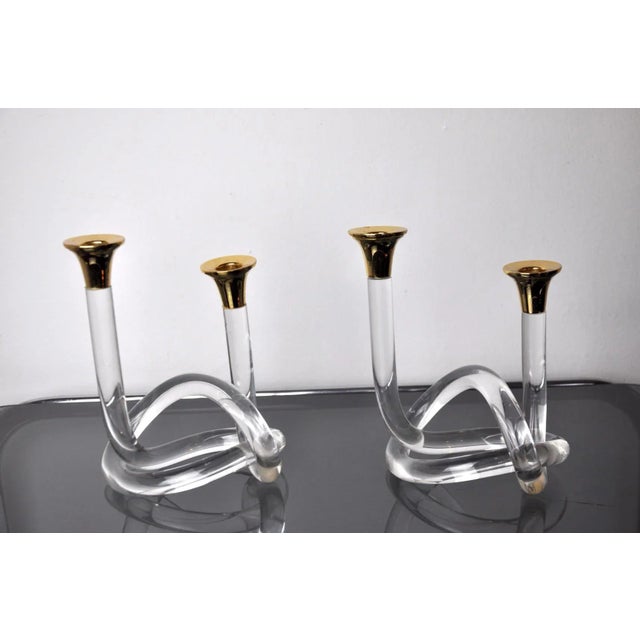 Hollywood Regency Acrylic Candle Holders by Dorothy Thorpe, 1970s, Set of 2 For Sale - Image 3 of 6