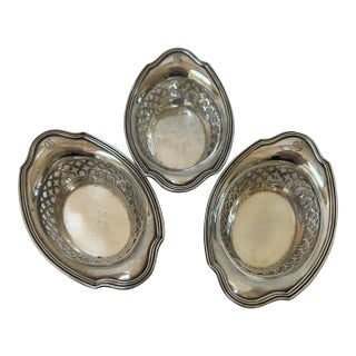 1950s Gorham Sterling Silver Reticulated Nut Dishes- Set of 3 For Sale