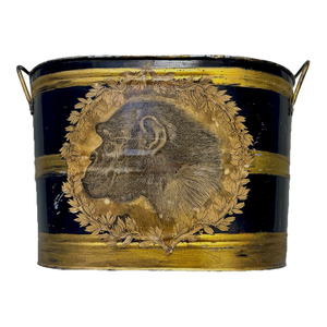 Vintage Singerie (Monkey) Tole Cachepot
