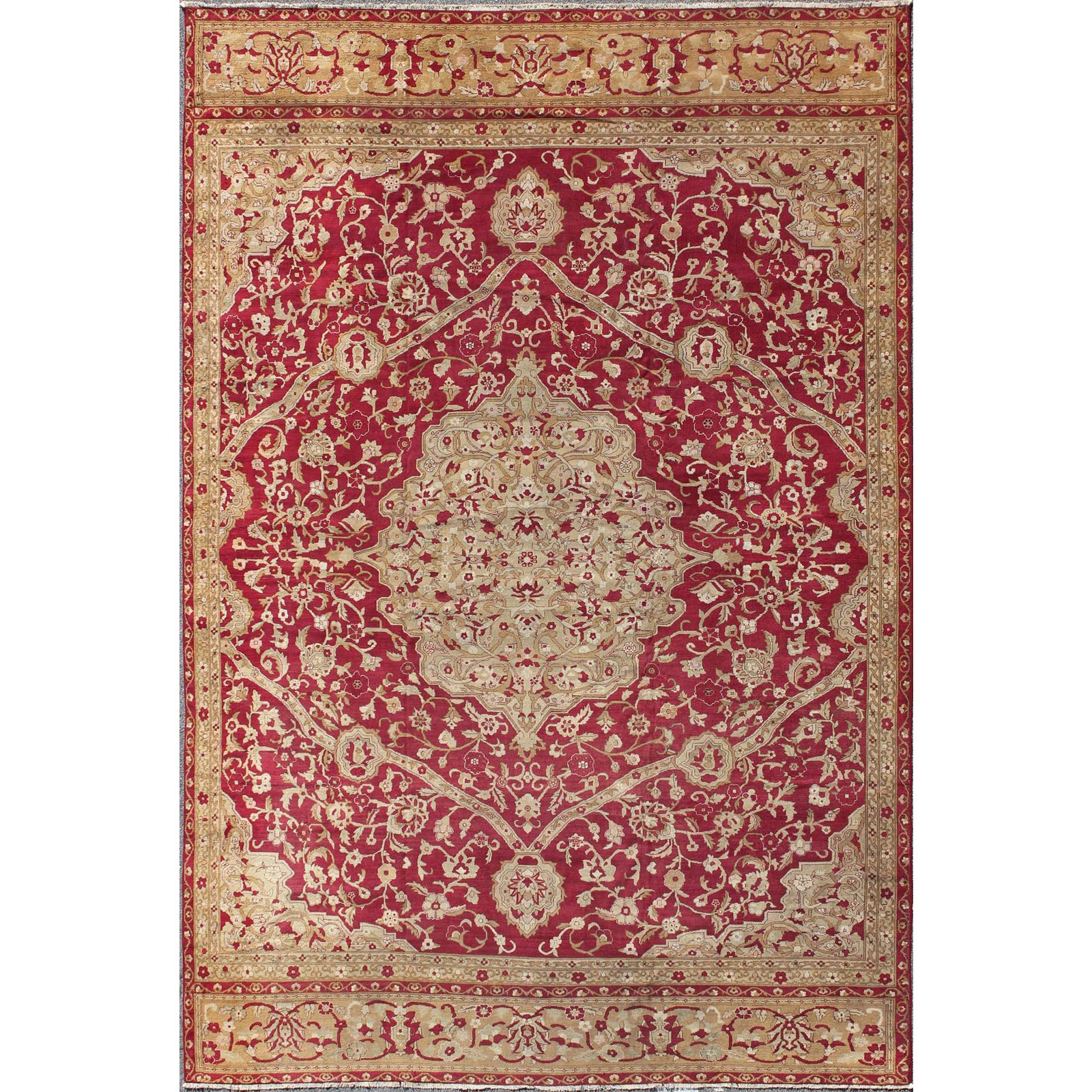 Antique Amritsar Agra Carpet With Floral Design In Tones Of Red Taupe And Light Green Chairish (authentic , unique) antique indian amritsar rugs, oriental carpets for sale in nyc: chairish