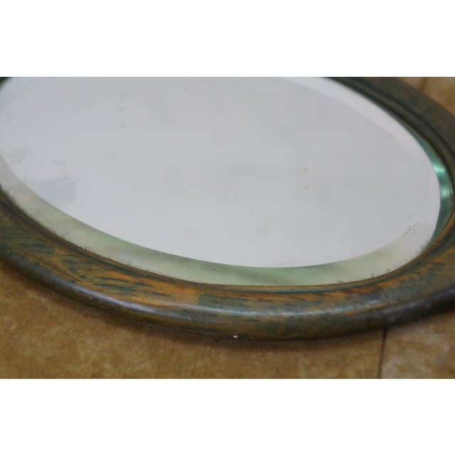 Antique Victorian Beveled Oak Hand Held Vanity Mirror 11" For Sale - Image 9 of 11