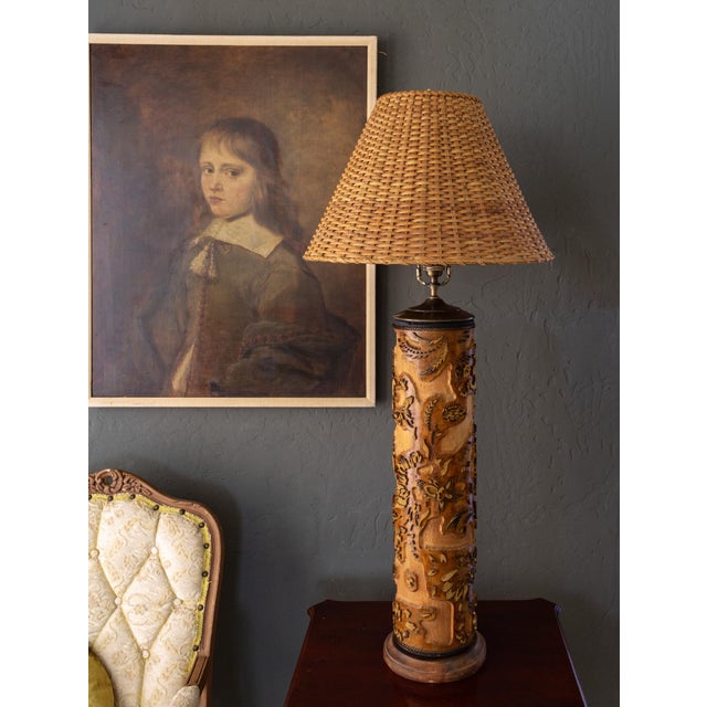 Wood 19th Century Belgian Wallpaper Printing Roller Lamp For Sale - Image 7 of 14