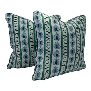 Danika Herrick James Stripe 20”x20” Feather/Down Pillows - A Pair For Sale