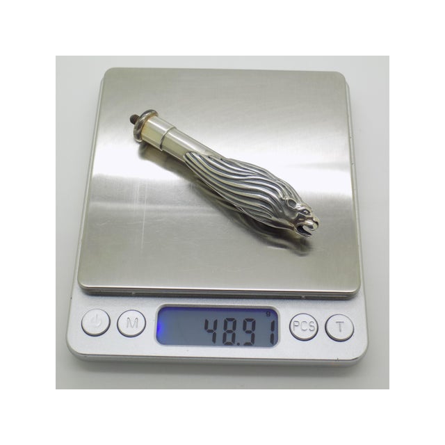 Silver Vintage Italian Sterling Silver 925 Lion Head Ruler Letter Opener by Ottaviani, 1980s For Sale - Image 8 of 11