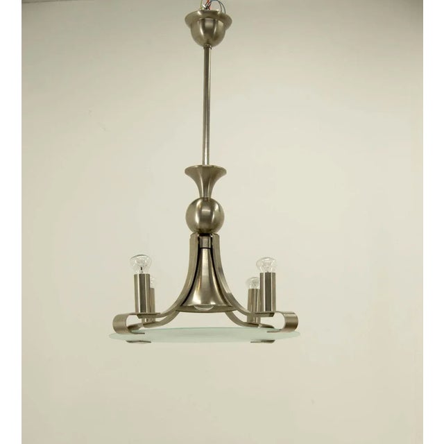 Metal Large Art Deco Chandelier, 1930s For Sale - Image 7 of 12