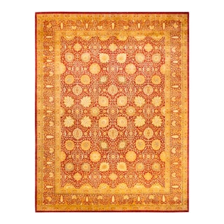 Mogul, One-of-a-Kind Hand-Knotted Area Rug in Orange, 9' 2" x 12' 1" For Sale