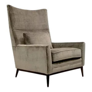 Paul McCobb for Directional 314 Model High Back Lounge Chair in Grey Velvet