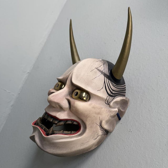 Wood and Polychrome Decorative Hannya Mask, Japan, 1990s For Sale - Image 6 of 12