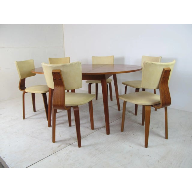 Mid-Century Modernist Vintage Plywood Dining Chairs & Extendable Table by Cor Alons for Gouda den Boer, Set of 7 For Sale - Image 9 of 14