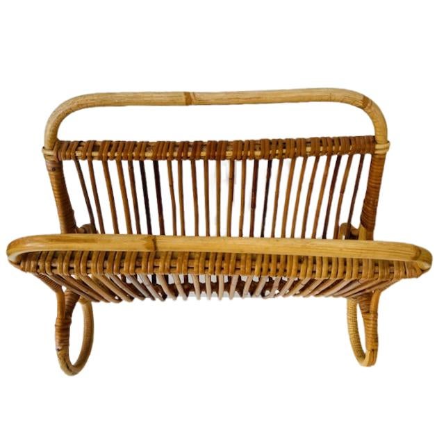 Vintage Rattan Literature Tray from Rohé Noordwolde, 1950s For Sale - Image 4 of 7