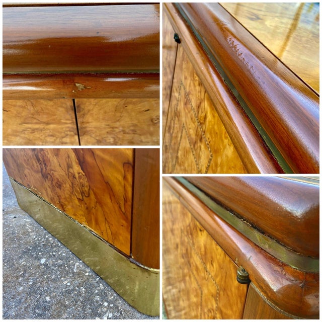 Credenza or Sideboard in Maple Root Burl + Brass Inlay | Late 20th Century in the Style of Stanley Jay Friedman for Brueton For Sale - Image 11 of 12