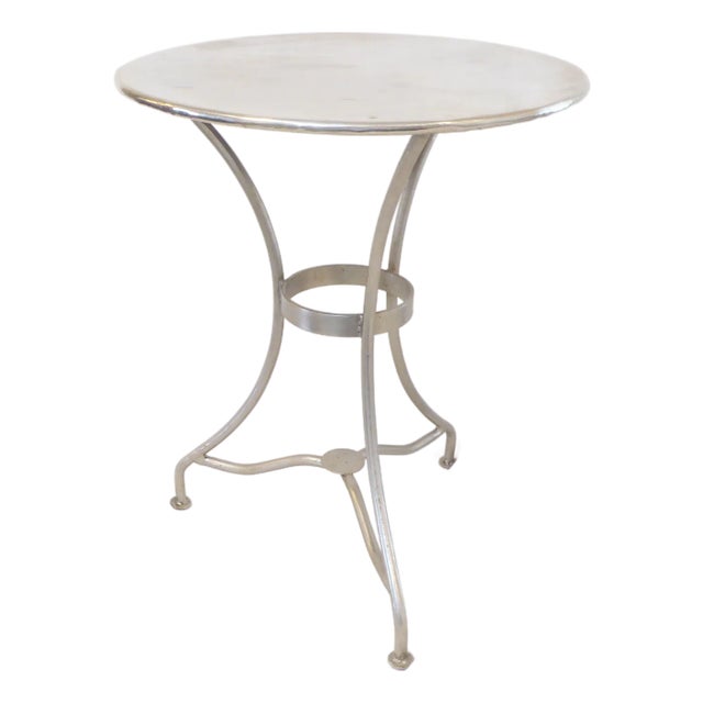 Vintage French Steel Cafe Table For Sale