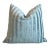 2020s French Turquoise Velvet Striped Feather/Down Pillow 24” Square For Sale - Image 5 of 5