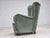1960s, Danish highback relax chair. Green furniture velour, ash wood legs, brass springs in the seat. Original very good...