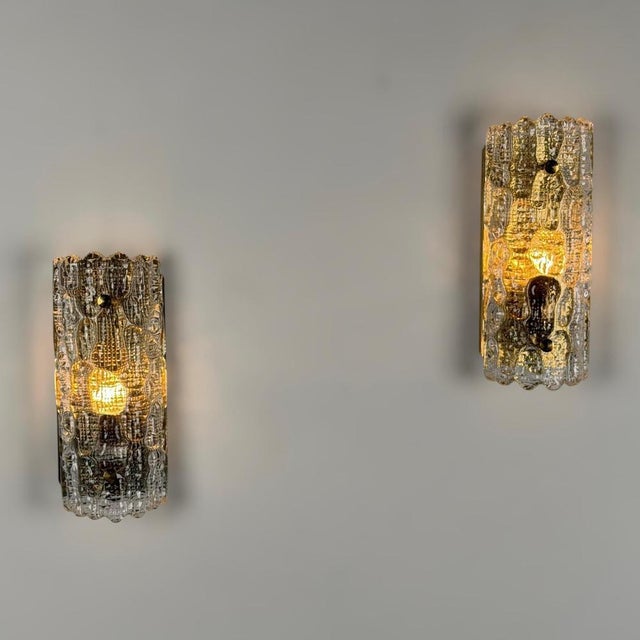 Glass and Brass Wall Lights attributed to Carl Fagerlund for Orrefors, 1970s, Set of 2 For Sale - Image 11 of 18