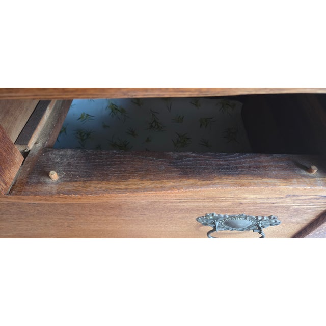 Early 20th Century Oak Dresser With Beveled Mirror For Sale - Image 9 of 11