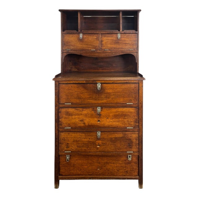 Mahogany Tiered Marine Cabinet with Drop-Leaf Doors For Sale