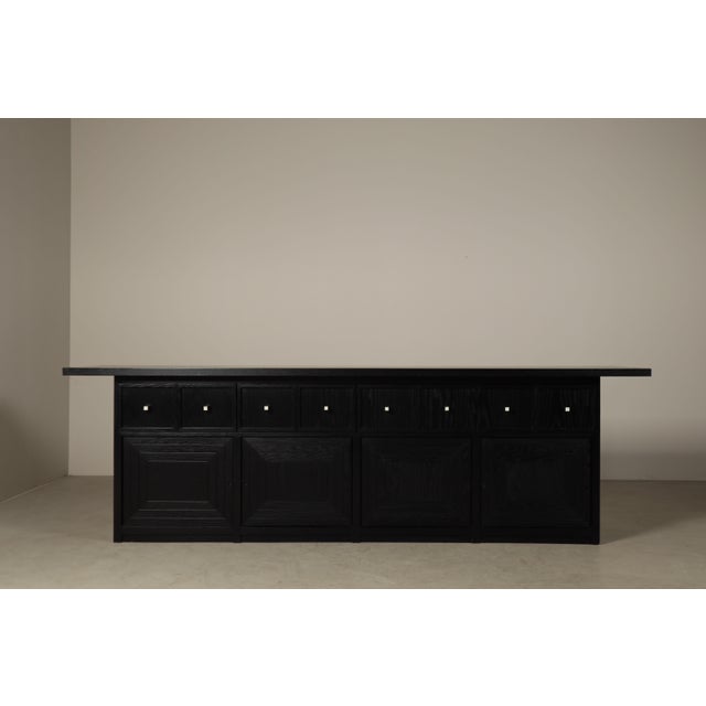 Large Architectural 4-Door Sideboard in Ebonized Wood, 1990s For Sale - Image 3 of 17