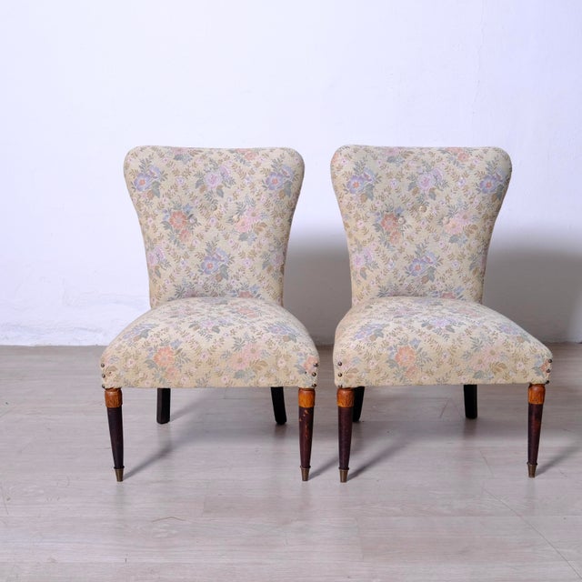 Blue Vintage Italian Lounge Chairs and Ottoman, 1950s, Set of 3 For Sale - Image 8 of 15