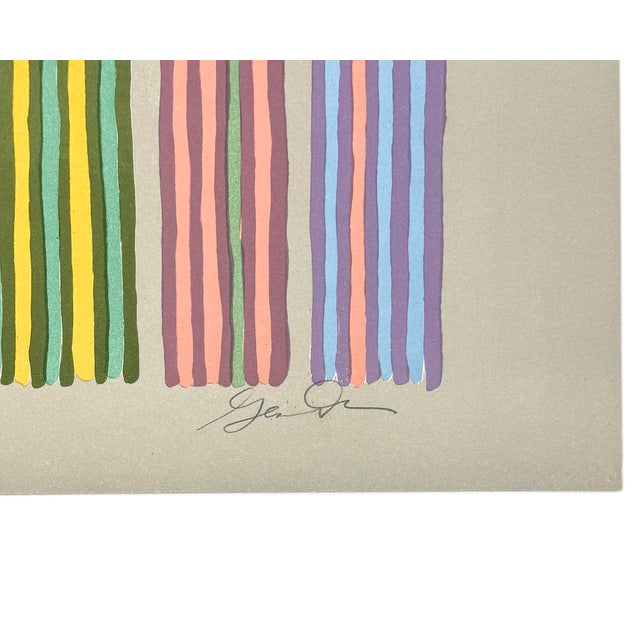 Contemporary Gene Davis, Royal Curtain, Hand Signed Screen Print, Abstract, 37 X 28 In. Framed, 1980 For Sale - Image 3 of 4