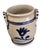 Ceramic Williamsburg Pottery Salt Glazed Blue Floral Two Handle Jar Marked For Sale - Image 7 of 7