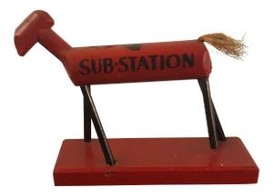 1960s Folk Art Sub-Station Red Wood Horse