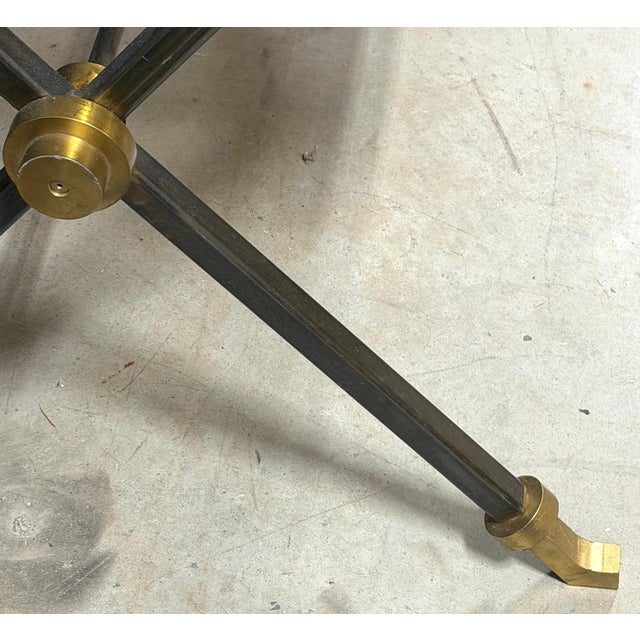 Maison Jansen Iron & Brass Neoclassical Console Table Coquina Stone Top, 1970s For Sale - Image 9 of 13