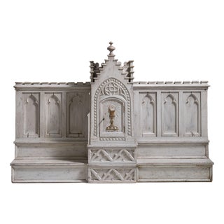 19th Century France Gothic Antique White Wood Decorative Object For Sale