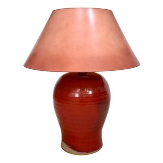Large Glazed Ceramic Table Lamp with Vase-Shaped Base, 1970s For Sale
