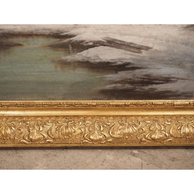 19th Century French Winter Landscape Painting in Original Giltwood Frame For Sale In Dallas - Image 6 of 13