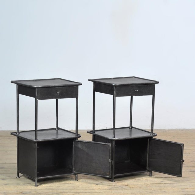 Industrial Iron Bedside Tables, 1910s, Set of 2 For Sale - Image 3 of 12