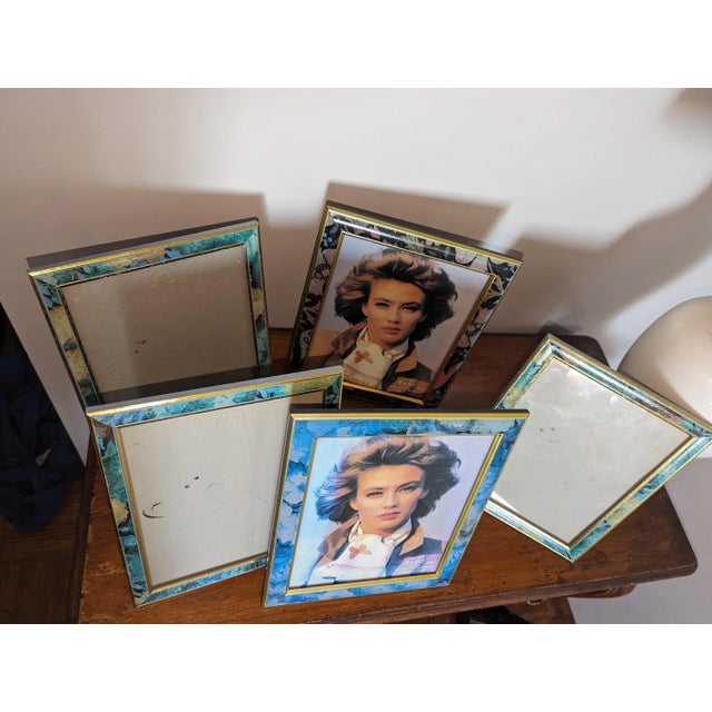 Postmodern 80's Pastel Lacquered Picture Frames Set of 5 For Sale - Image 3 of 3