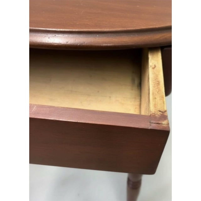 Antique Oval Wood Side Table With Barley Twist Legs & Single Drawer For Sale In Greensboro - Image 6 of 9