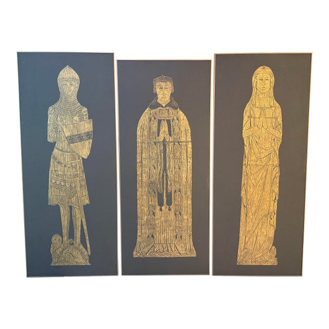 Twentieth Century Brass Rubbings Triptych, Set of Three For Sale