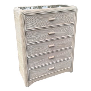 Boho Chic Pencil Reed Highboy Dresser For Sale