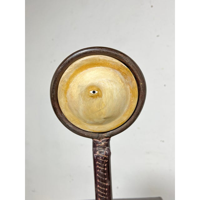 Brown C. 1980s Sculptural Wrought Iron and Leather Bar Stools, Brazil - Set/3 For Sale - Image 8 of 13