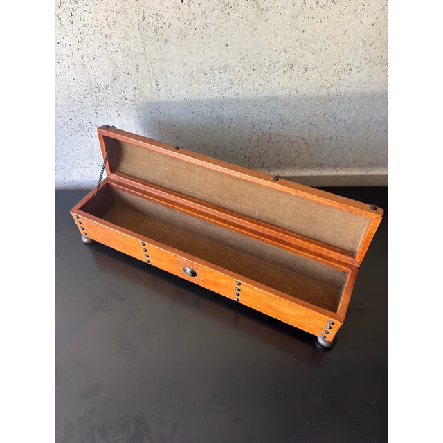 Vintage Mid-Century Leather Clad Decorative Box With Bronze Accents For Sale - Image 4 of 6