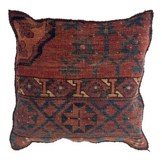 Pillow W/Antique Rug Fragment, 1'4" X 1'4" For Sale