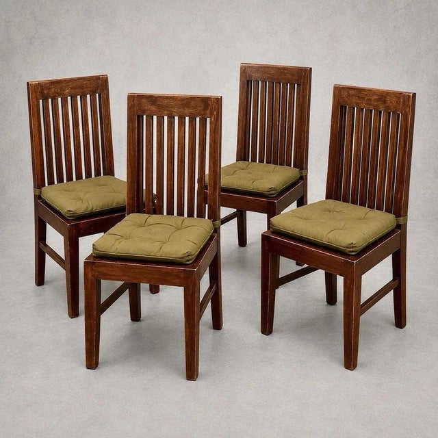 Wood Vintage Mango Wood High-Back Dining Chairs, 1990s, Set of 4 For Sale - Image 7 of 7