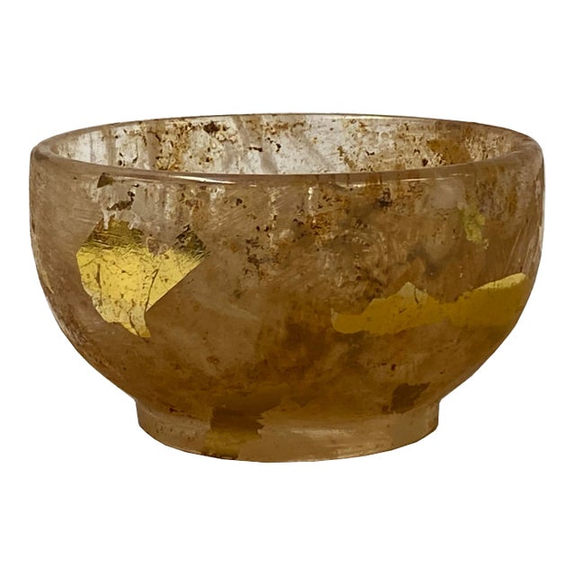 Mud Marks UnderGround Treasure Crystal Glass Bowl With Gold Paint For Sale