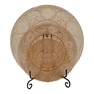 Early 20th Century Indiana Glass Co. Pink Sandwich Depression Glass Plate Set- 3 Pieces For Sale