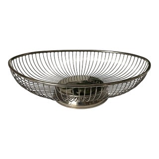 Vintage Mid-Century Modern Leonard Silverplate Wire Basket For Sale