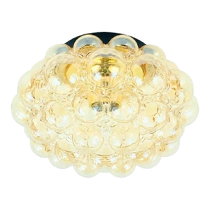 Large Mid-Century Modern Amber Bubble Glass Flush Mount by Helena Tynell for Limburg, Germany, 1970s