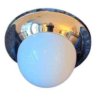 Vintage Ceiling Lamp with White Opaque Glass Shade, 1990s For Sale