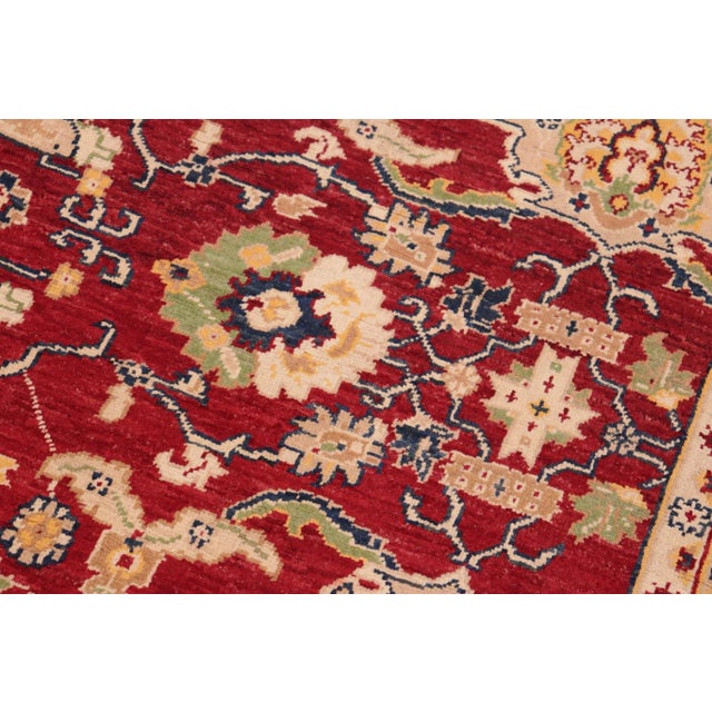 Oriental Ziegler Red Blue Hand-Knotted Wool Rug - 6'1'' X 8'11'' For Sale - Image 4 of 8