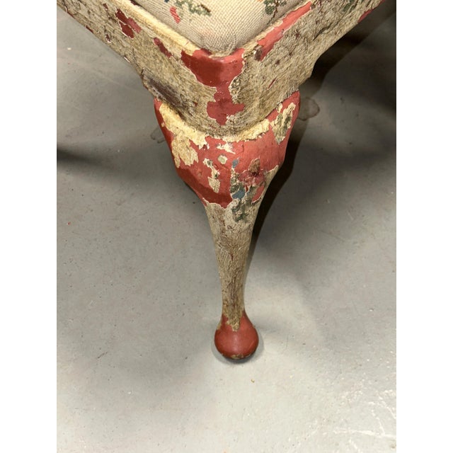 Early 20th Century Set of 8 Painted Chippy Dining Chairs with Needlepoint Floral Seats For Sale - Image 15 of 18
