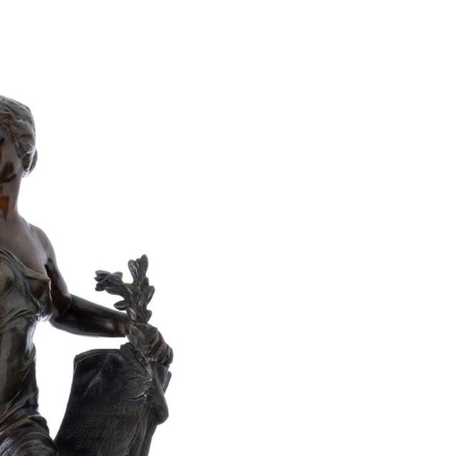 Eugène Marioton, La Reconnaissance, 1920s, Bronze on Marble Base For Sale - Image 4 of 6